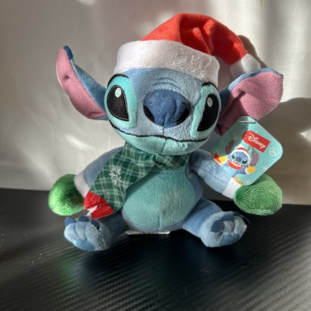 New Disney 6" Stitch Santa Hat Holiday Christmas Stuffed Plush Festive With Tags